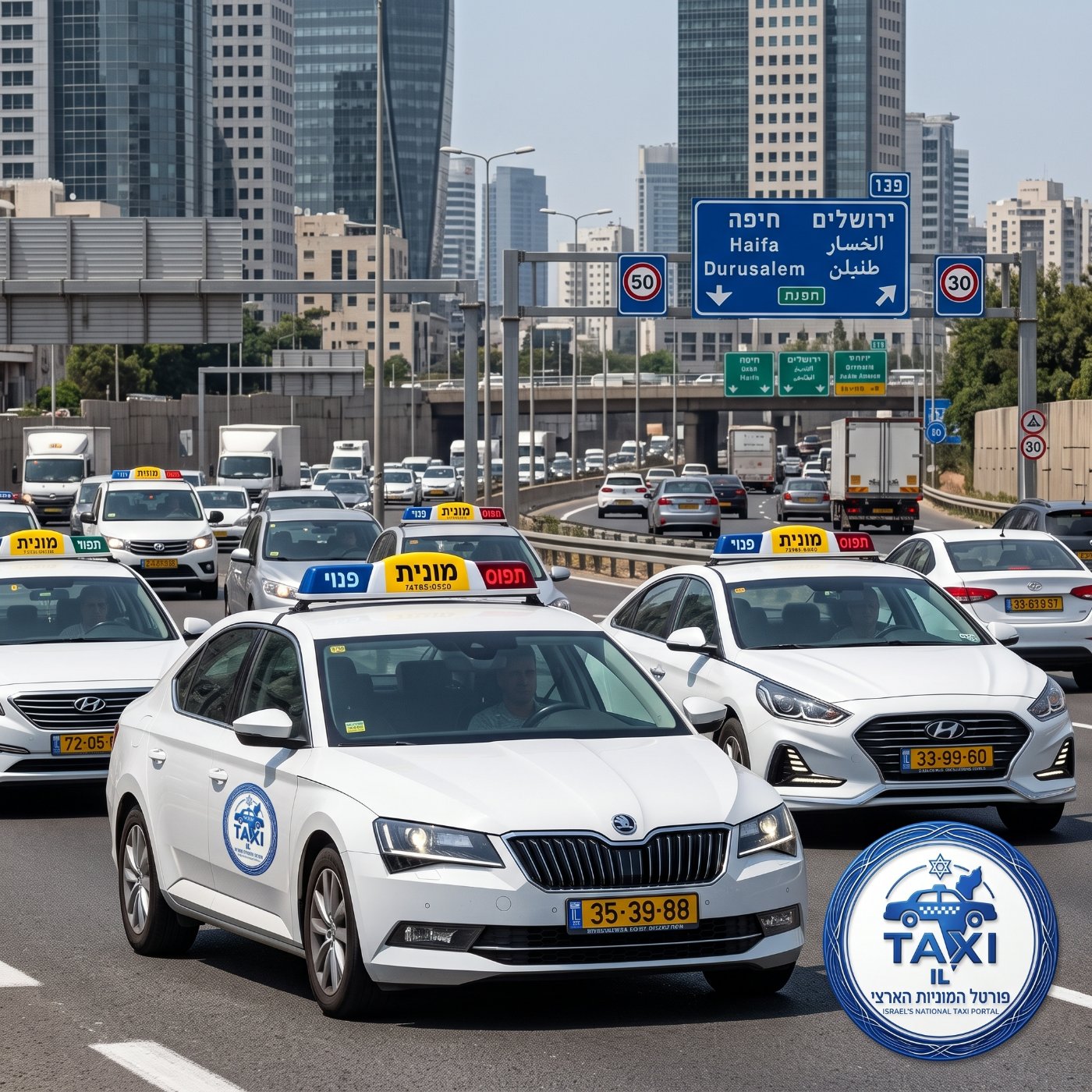 אדם מבצע הזמנת מונית דרך אפליקציה בטלפון חכם ברחוב עירוני סואן. — תמונה שנוצרה בעזרת בינה מלאכותית