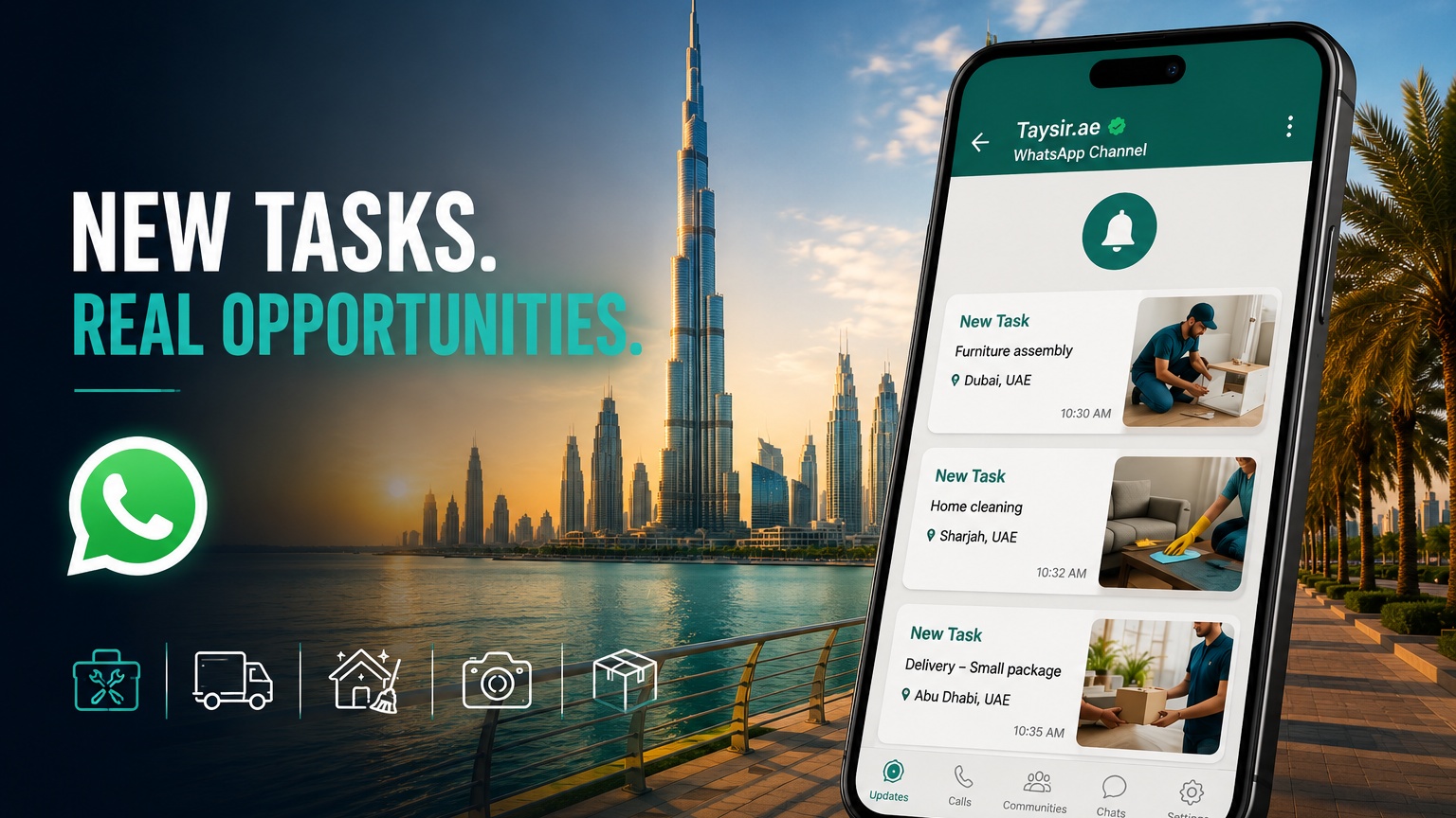 Find New UAE Tasks on the Taysir WhatsApp Channel