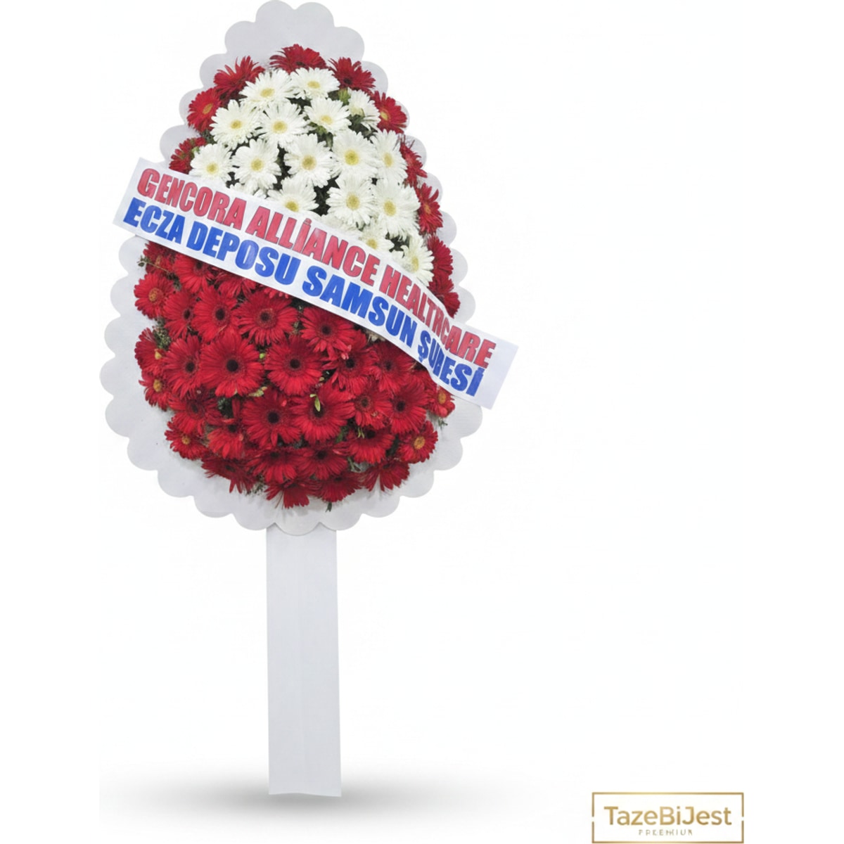 Açılış ve Kutlamalara Kırmızı Beyaz Gerbera Çelenk