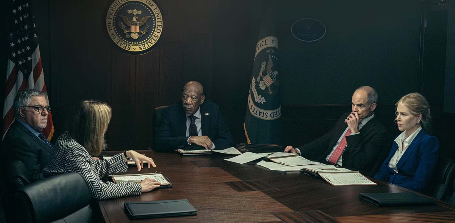 Jennifer Ehle, Bruce McGill, Morgan Freeman, Michael Kelly, Nicole Kidman in Lioness