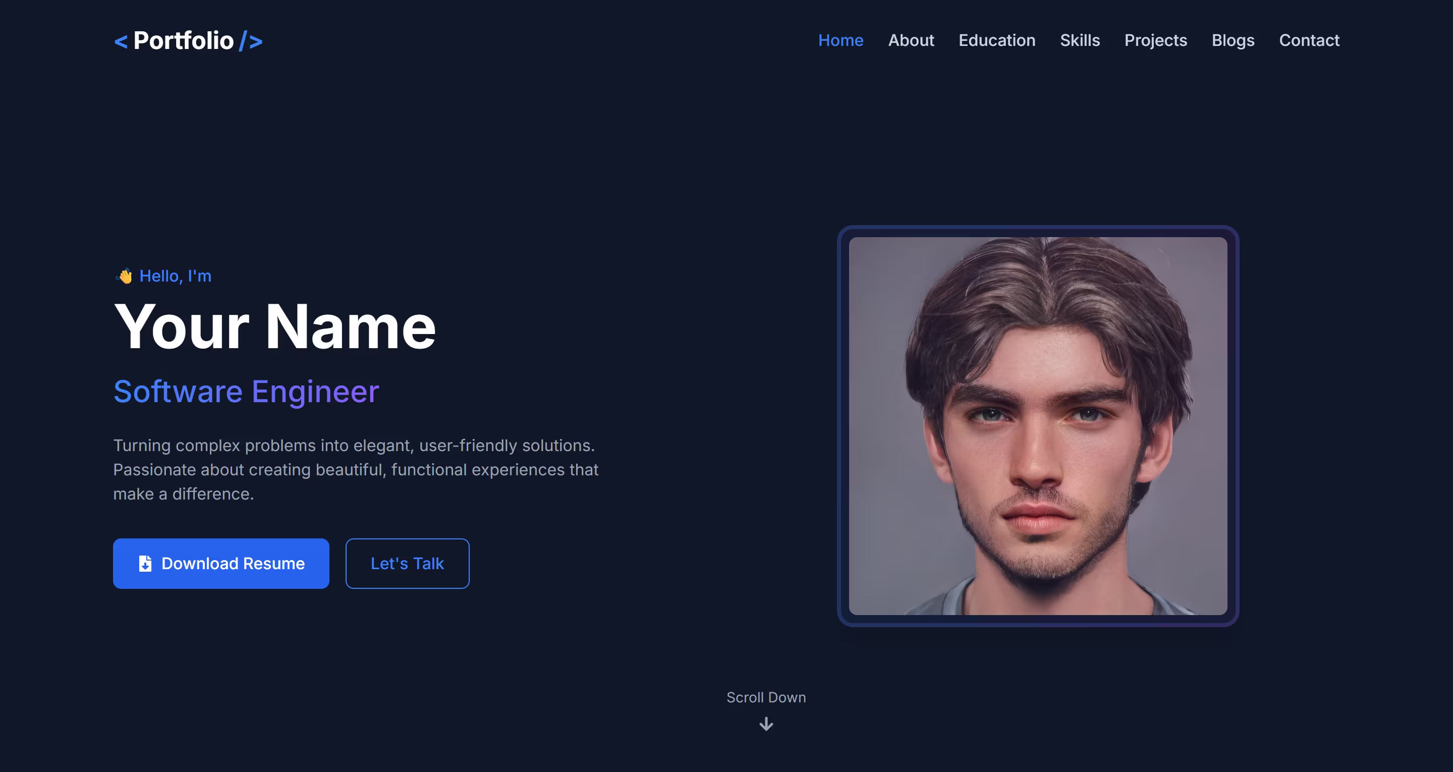 Dark Themed Portfolio Website