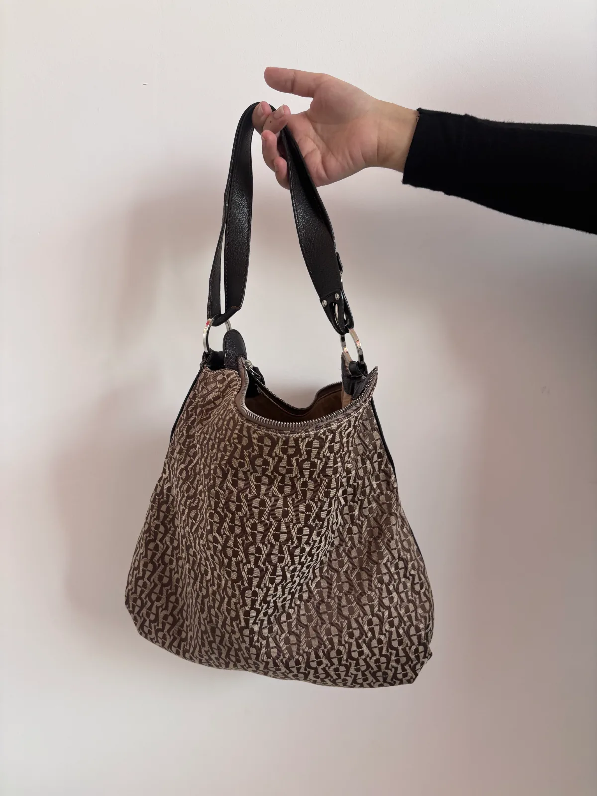 Signature Canvas & Leather Hobo Bag