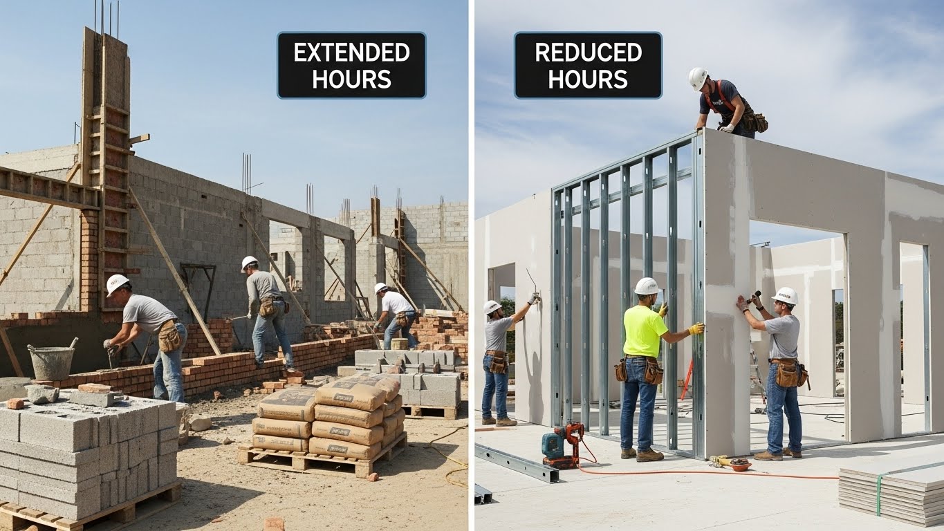 Ahorro en tiempo por construcción con materiales ligeros