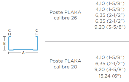 POSTE COMERCIAL GA 6.35 X 3.05 CAL 26