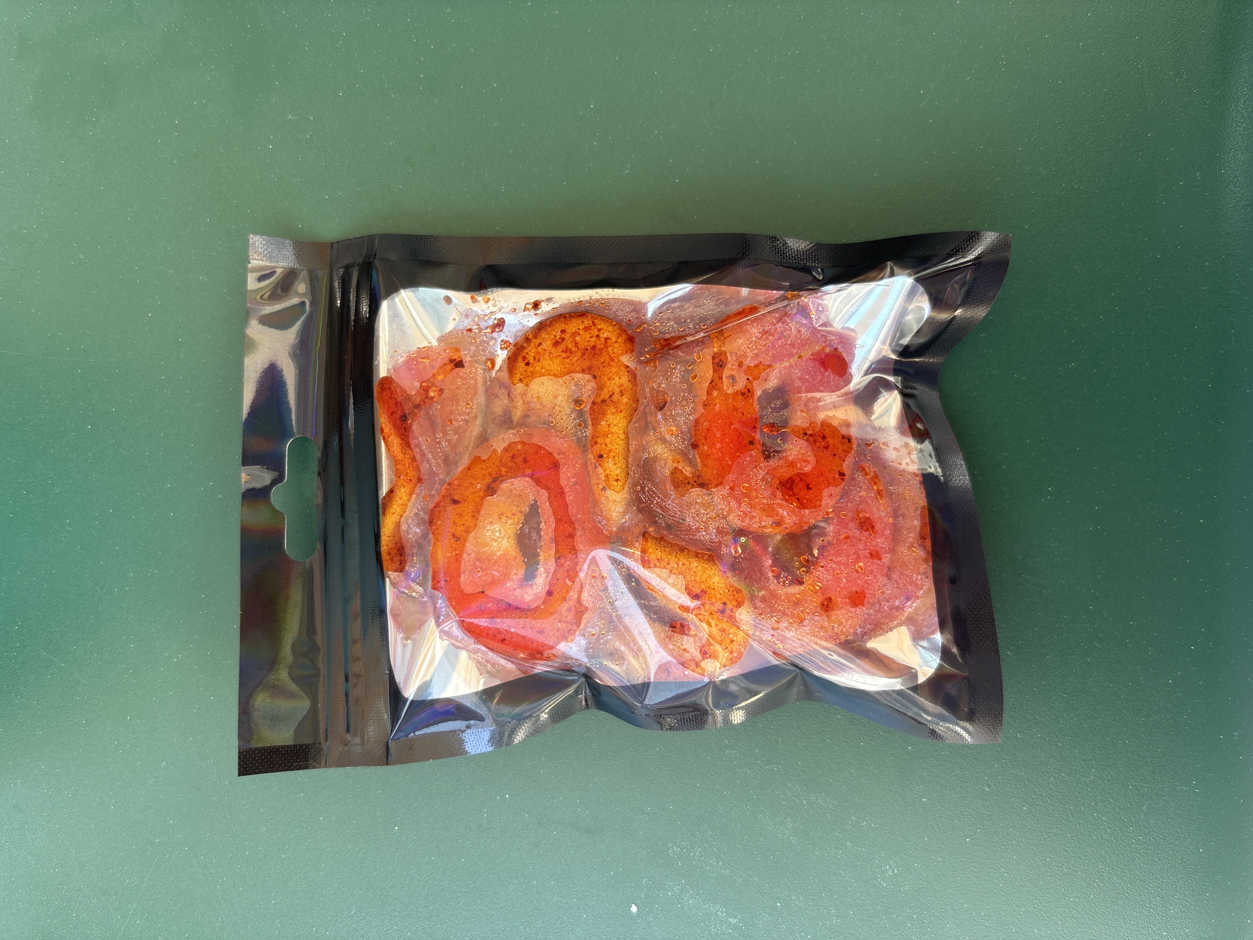 Aros de durazno enchilados