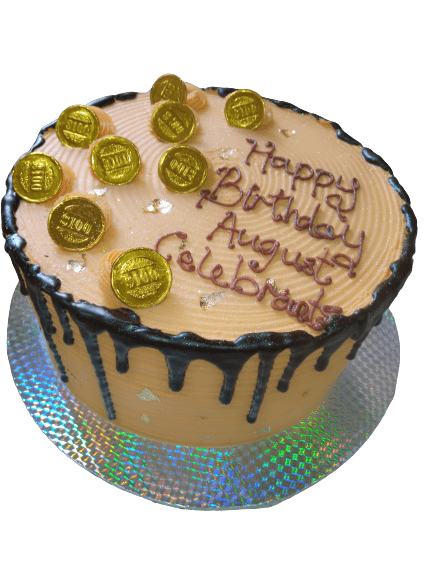10 Inch Double Layer Butter Cream Cake with Gold Coins