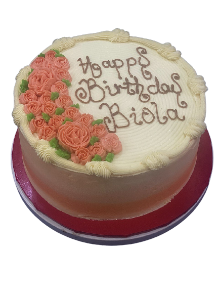 10 Inch Double Layer Butter Cream Cake with Roses Decoration on Top