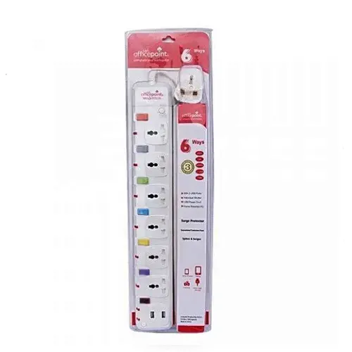 Office Point 6-Way Multi-Socket Power Strip - 1