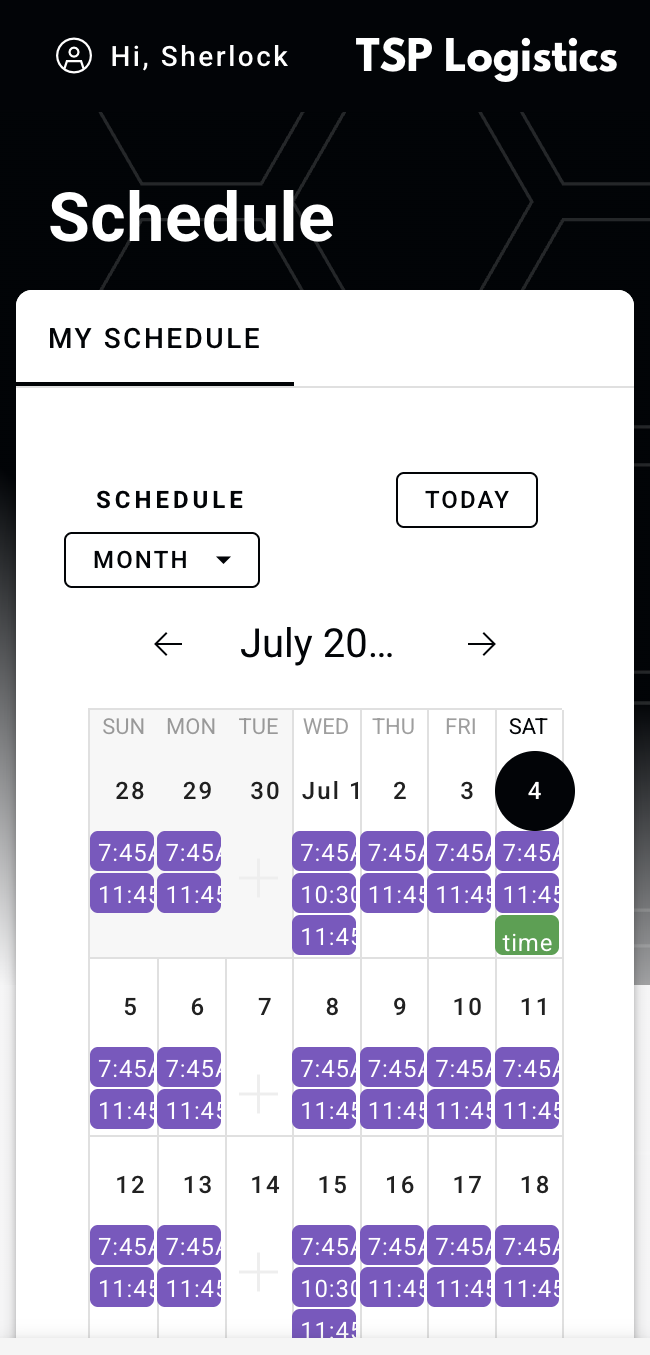 FAST driver app schedule