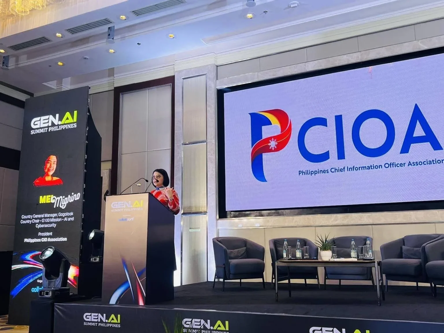 IN PHOTO: Mel Migriño, Gogolook Philippines Country Head during the Gen AI Summit Philippines 2025.