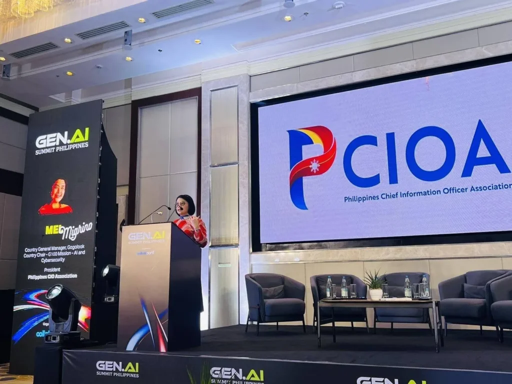 IN PHOTO: Mel Migriño, Gogolook Philippines Country Head during the Gen AI Summit Philippines 2025.