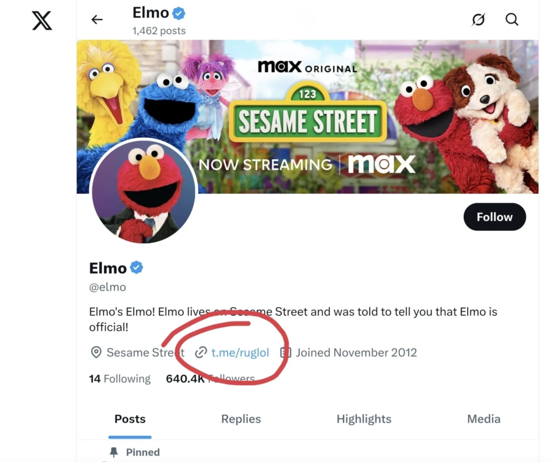Elmo’s official social media hacked; Telegram link redirects to suspicious channel