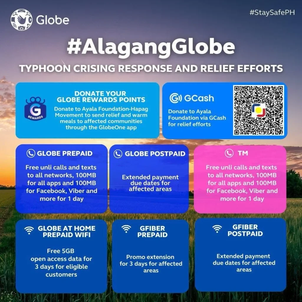 Globe offers free calls, data and bill extensions to typhoon-hit communities
