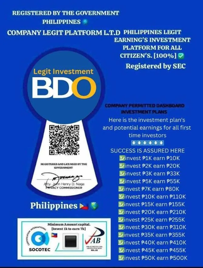 SCAM ALERT: Fake BDO “Legit Investment” platforms