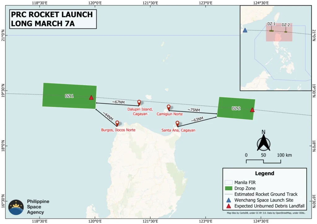 PhilSA confirms China’s Long March 7A rocket launch; debris expected to fall off Cagayan, Ilocos Norte