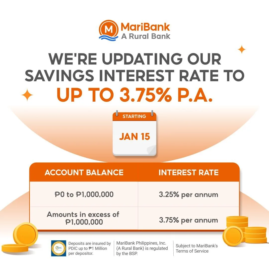 From 3.50% to 3.25%: MariBank to lower savings interest rate on Jan. 15
