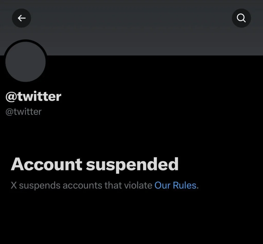 Legacy @Twitter account suspended on X