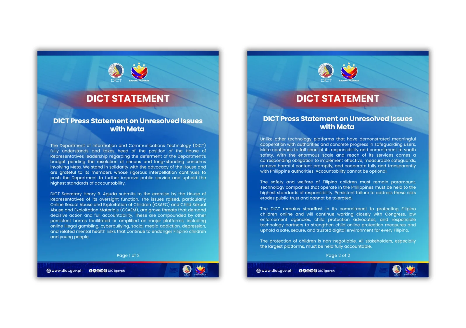DICT calls out Meta over unresolved child online safety issues