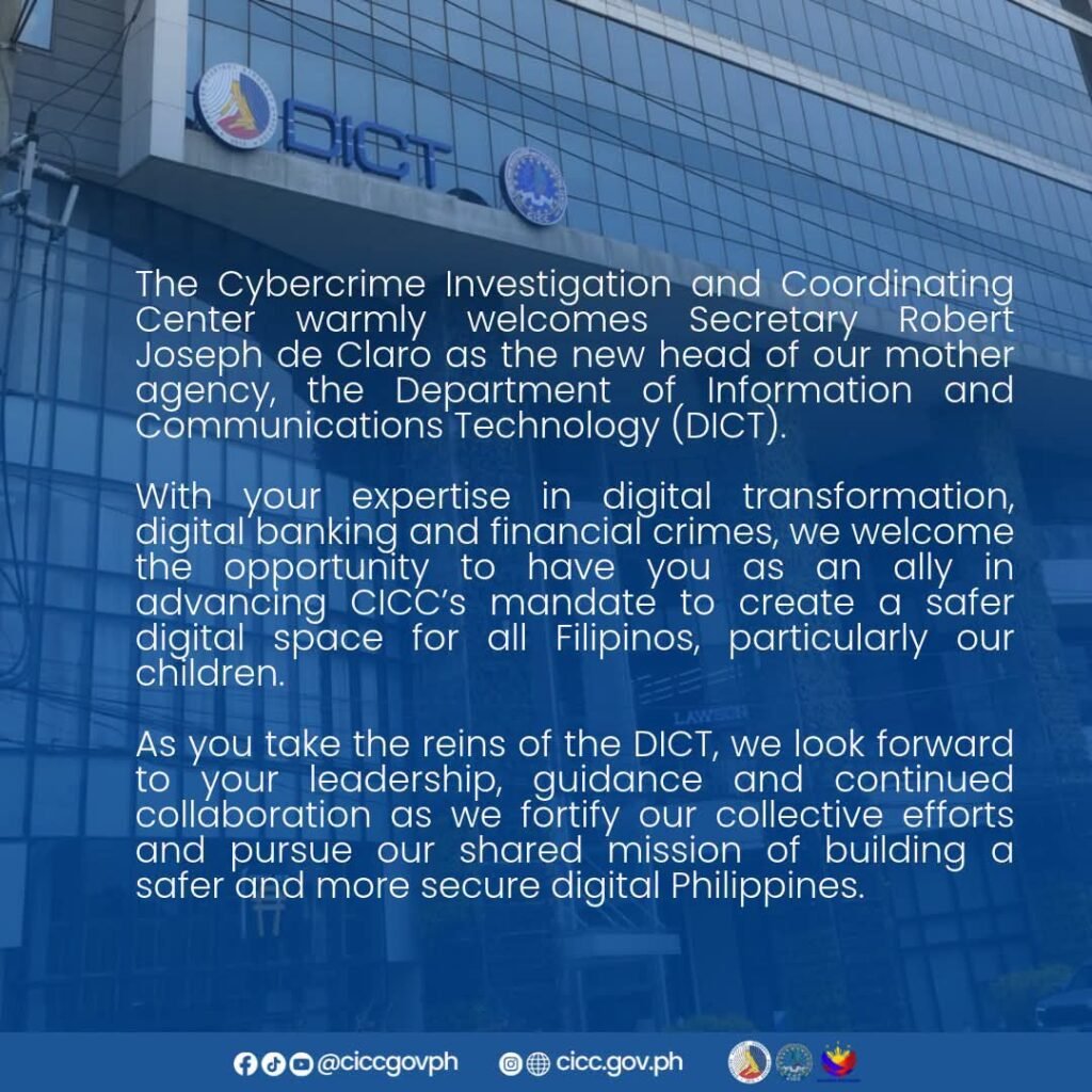 CICC welcomes new DICT chief De Claro, eyes stronger collaboration on cybersecurity