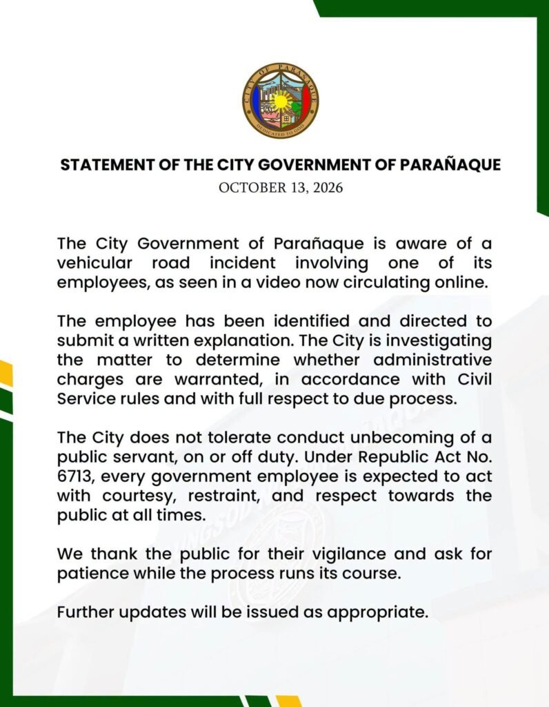 Parañaque City probes employee over viral road incident
