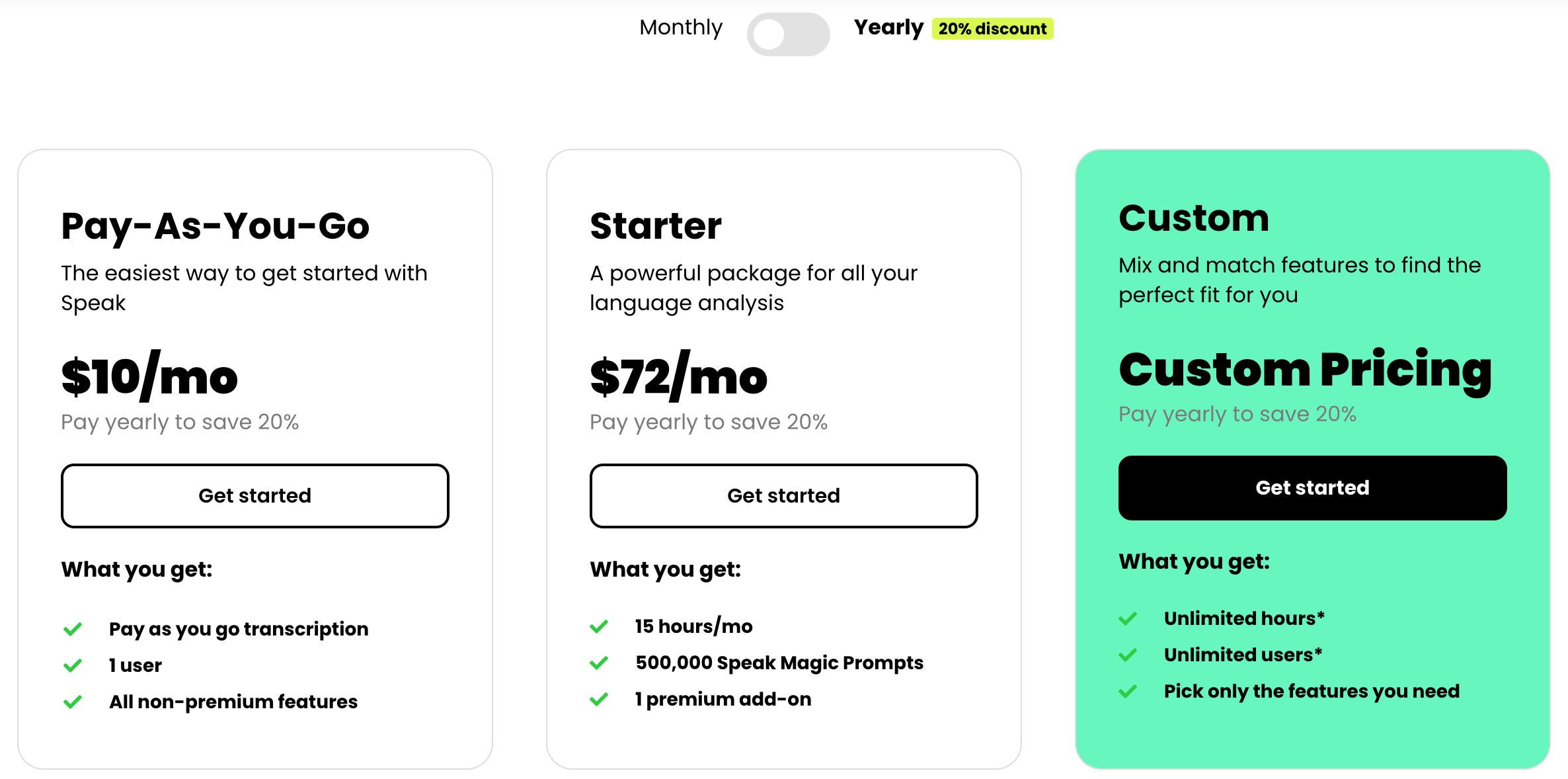 Pricing Page