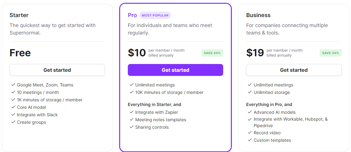 Pricing Page