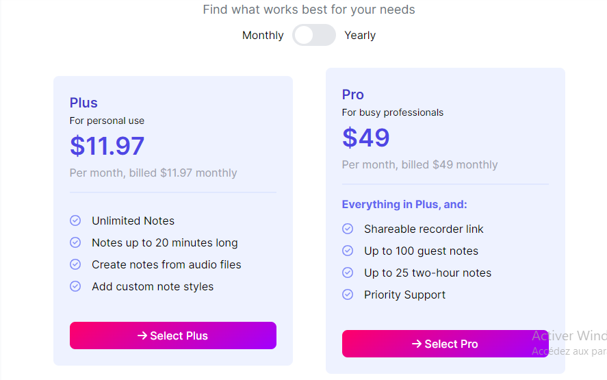 Pricing Page