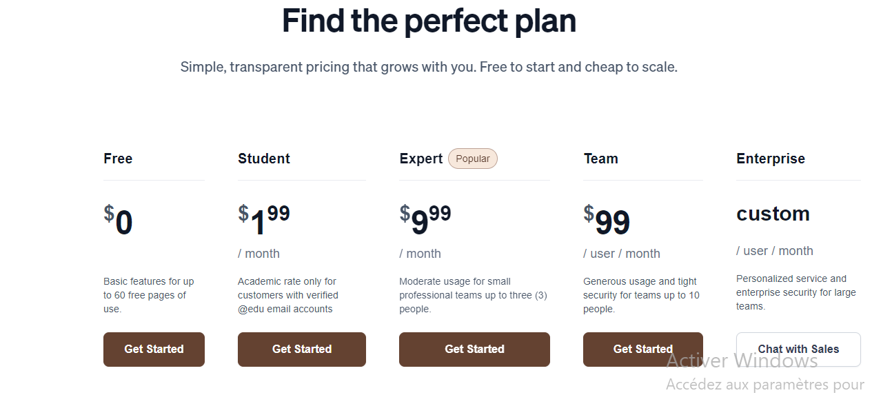 Pricing Page