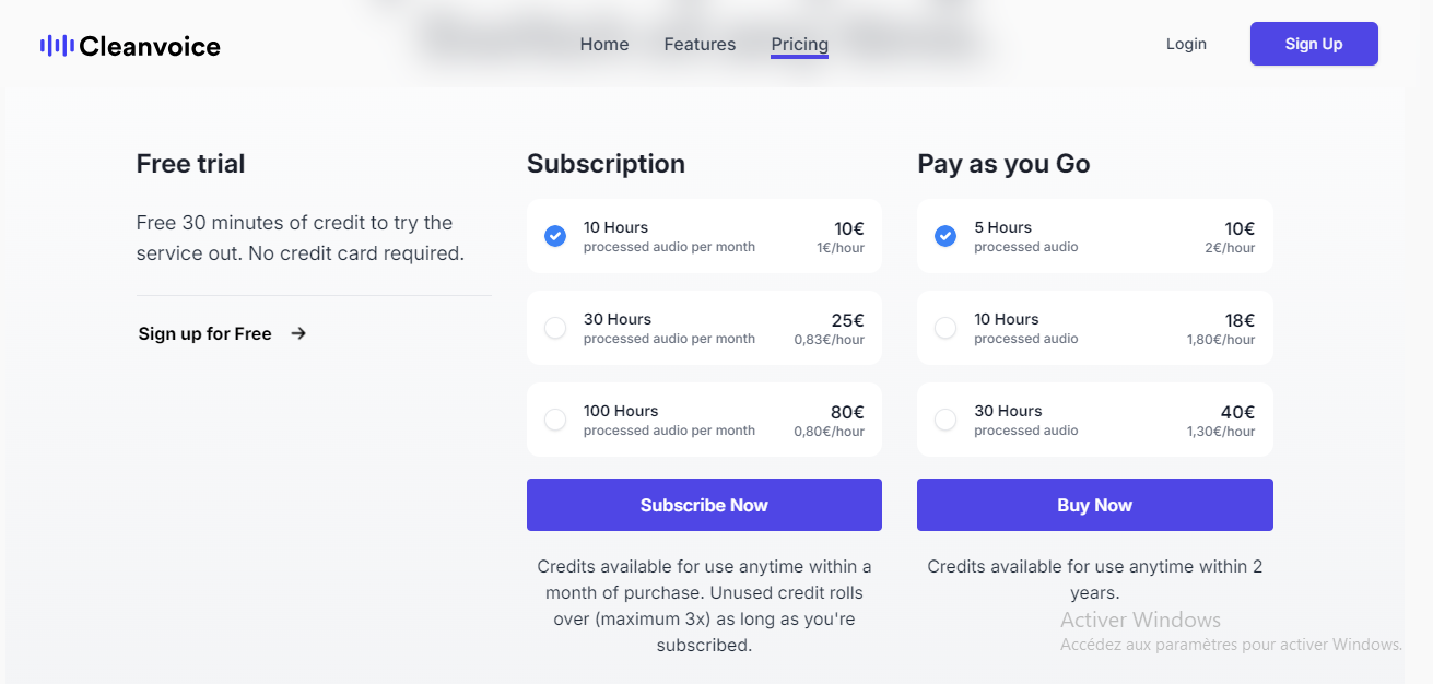 Pricing Page