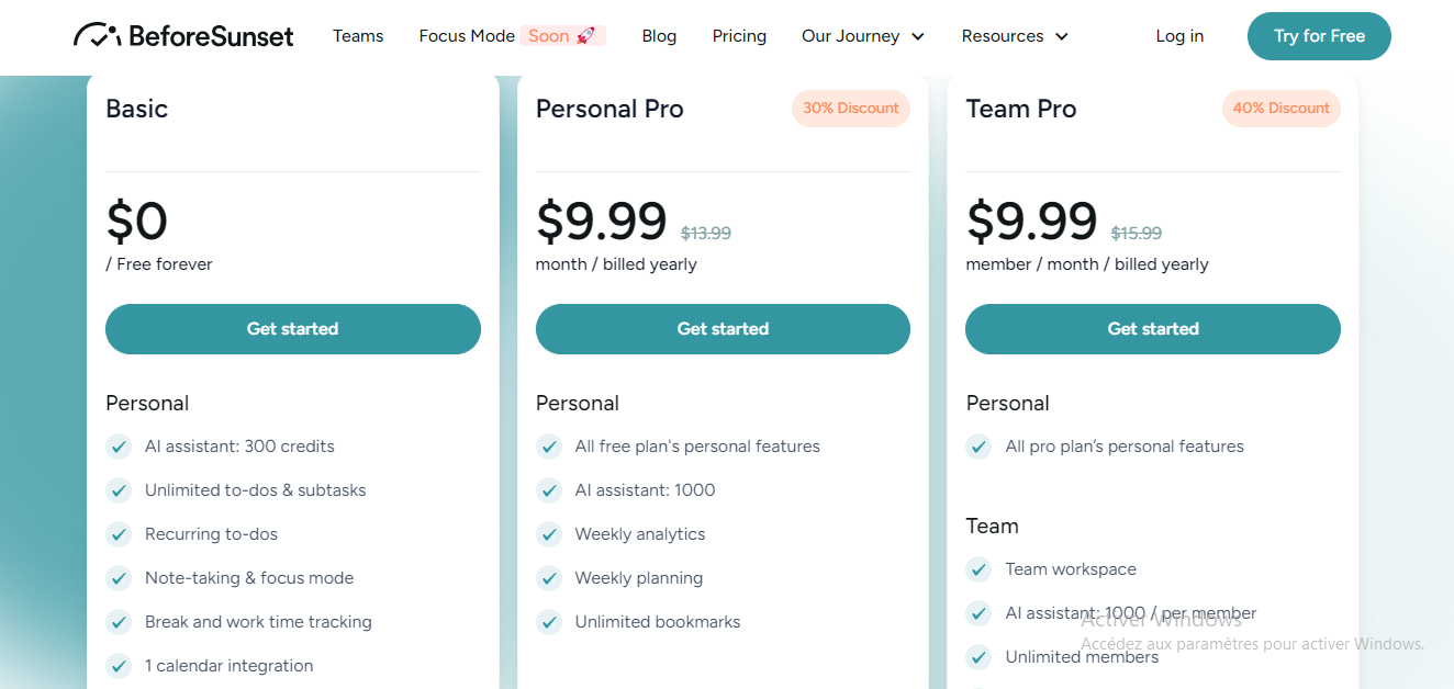 Pricing Page