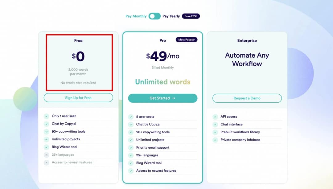 Pricing Page