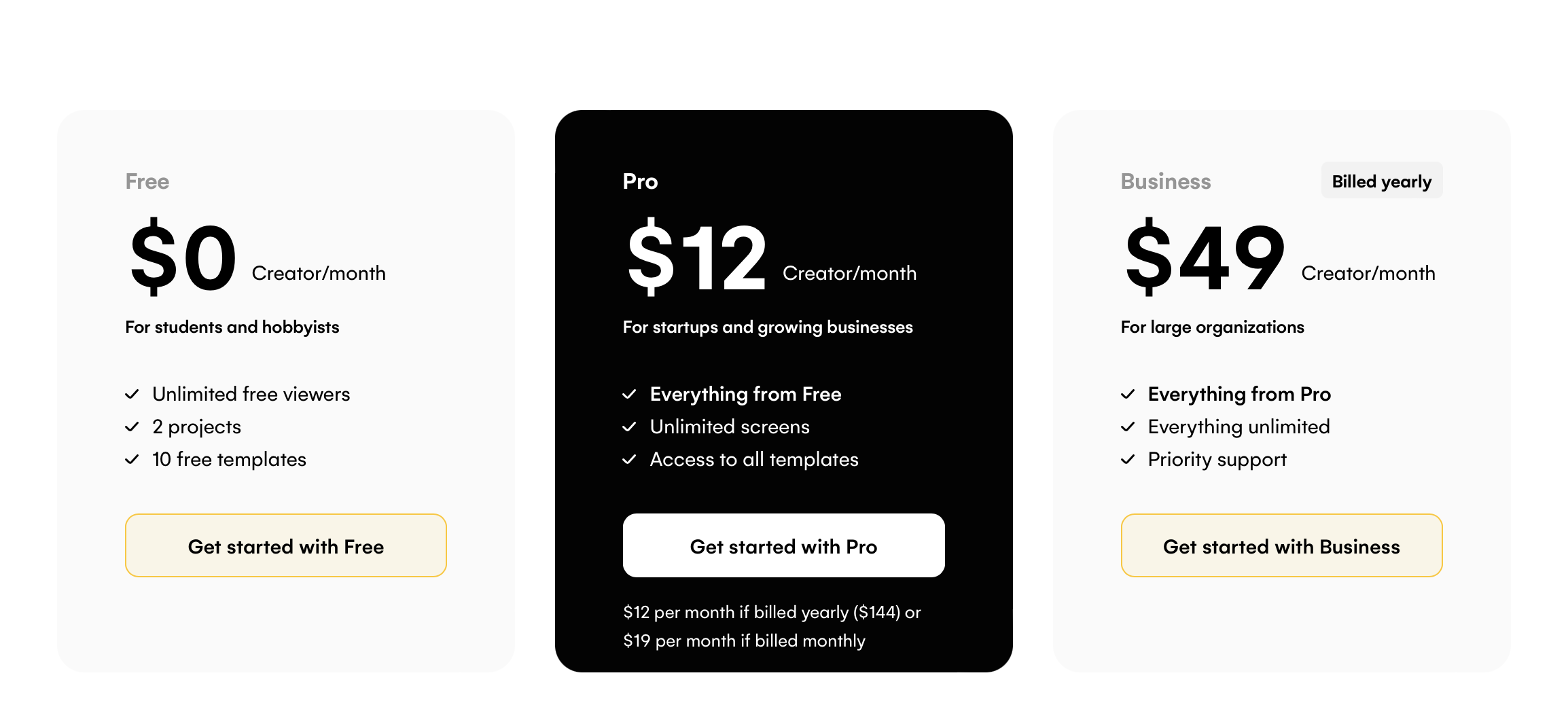 Pricing Page