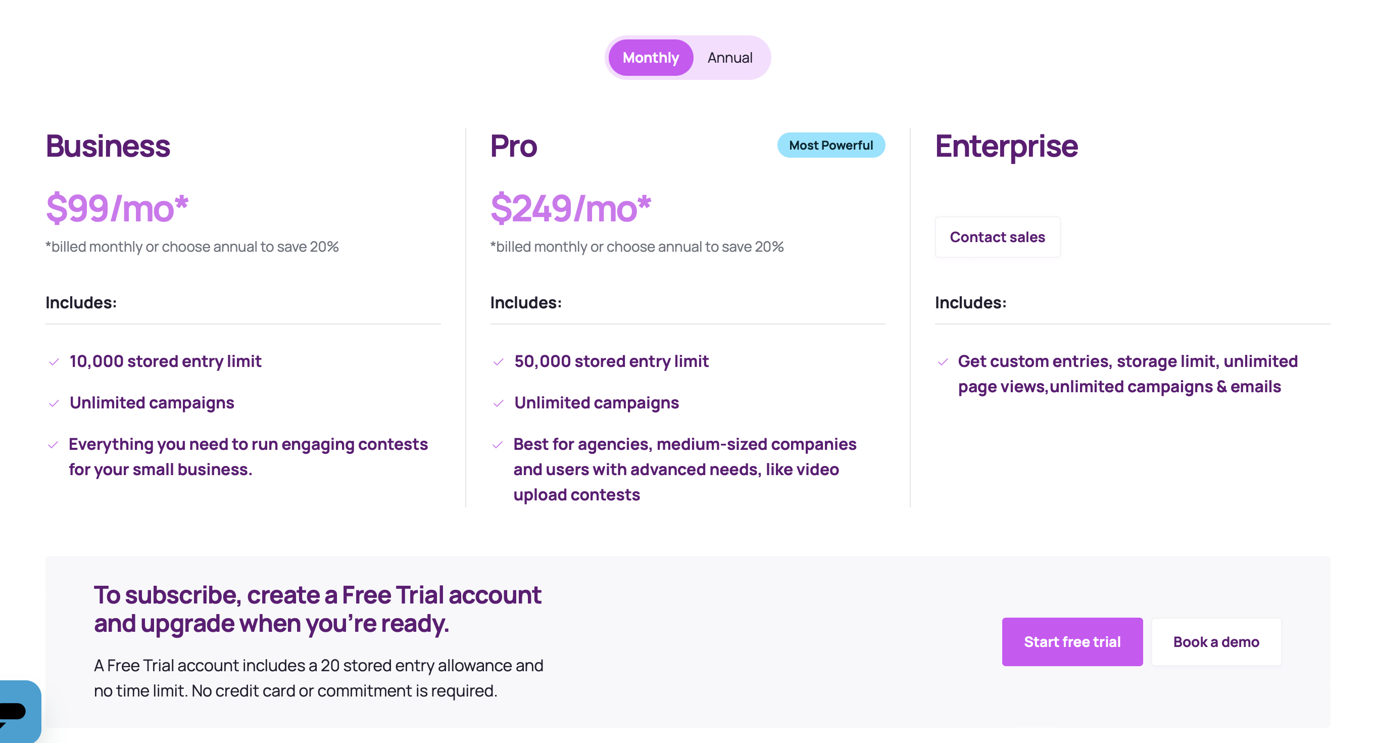 Pricing Page