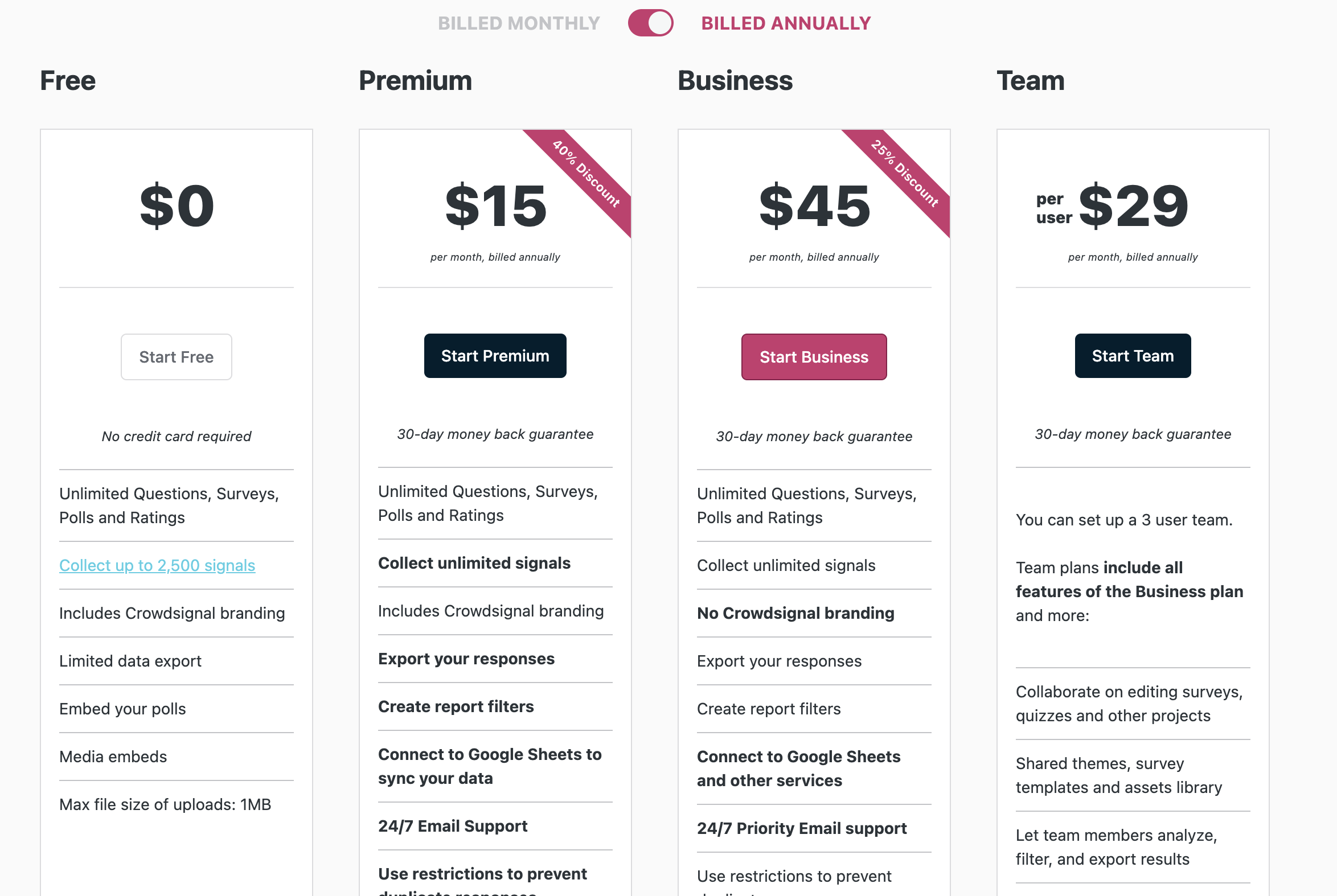 Pricing Page
