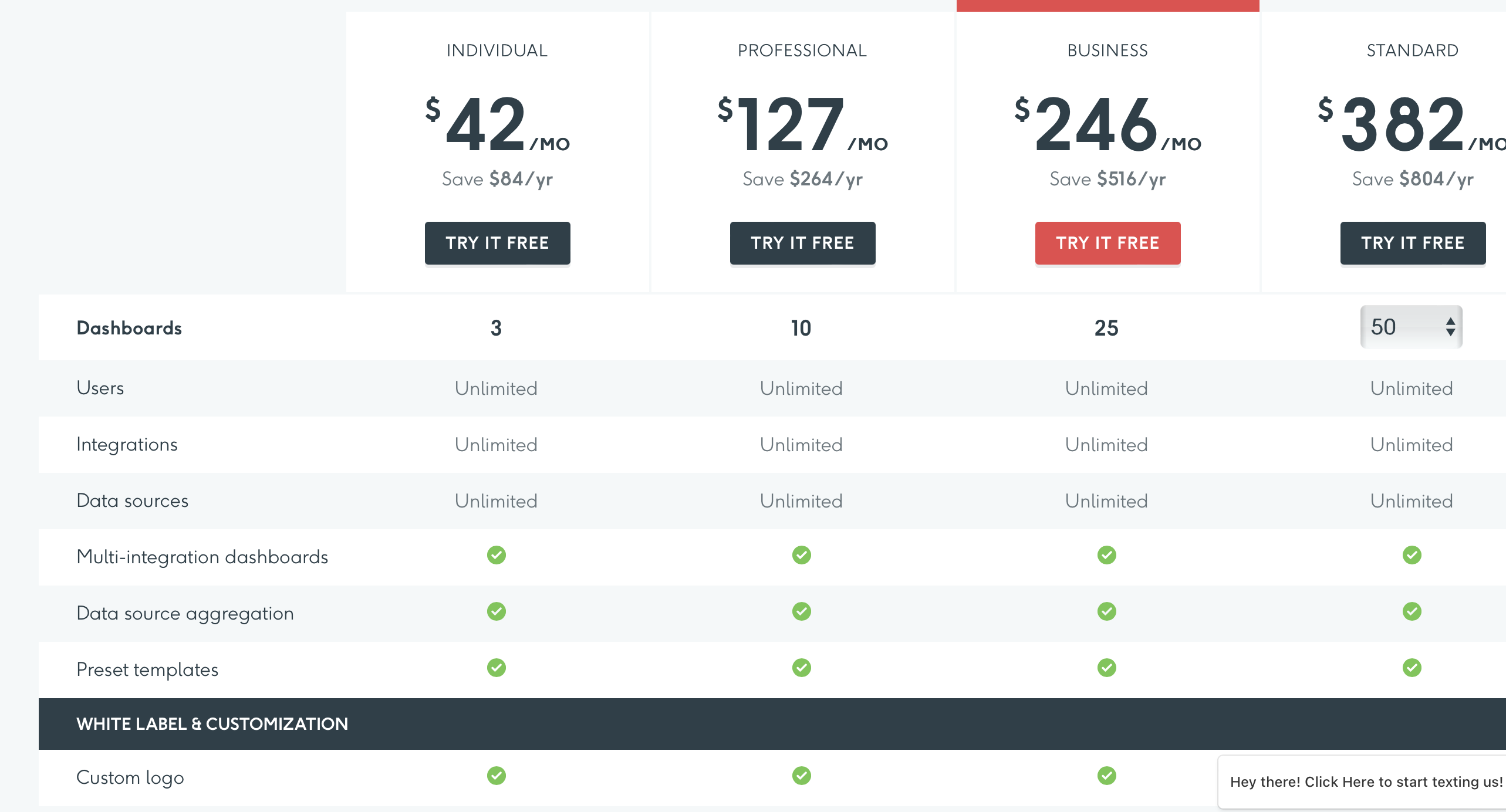 Pricing Page