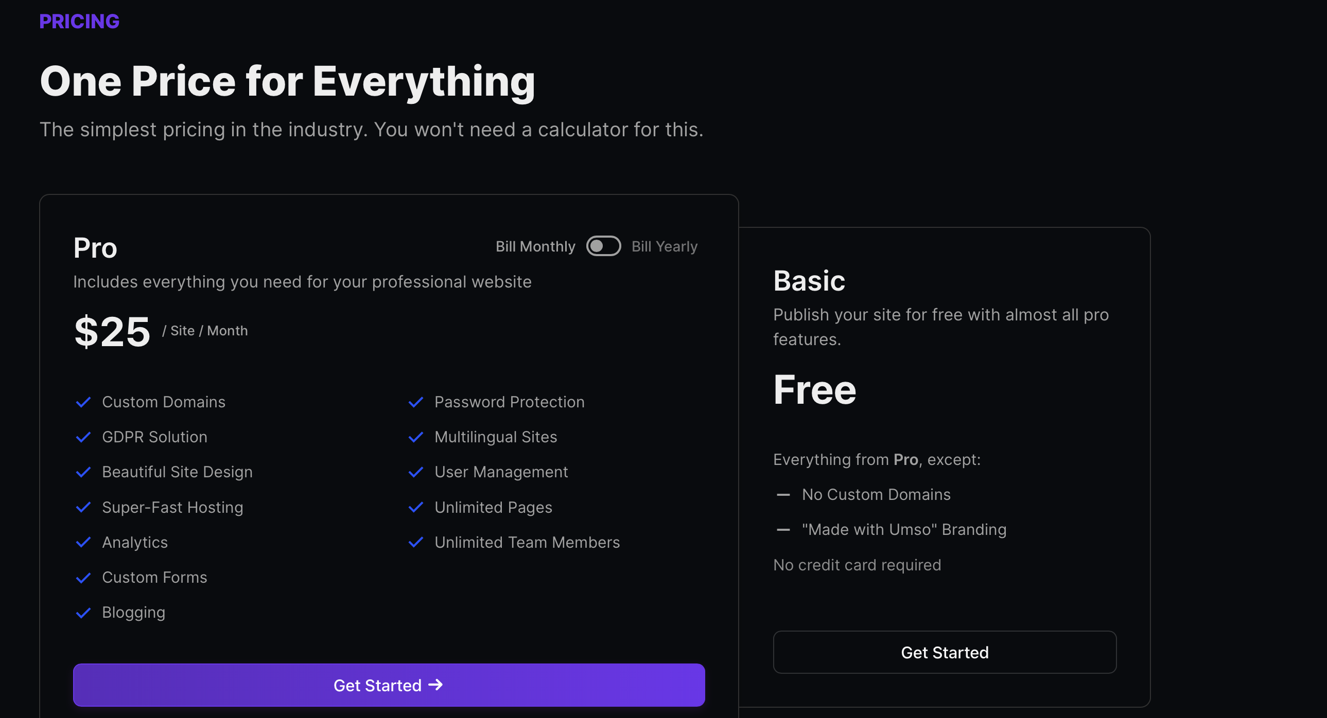 Pricing Page