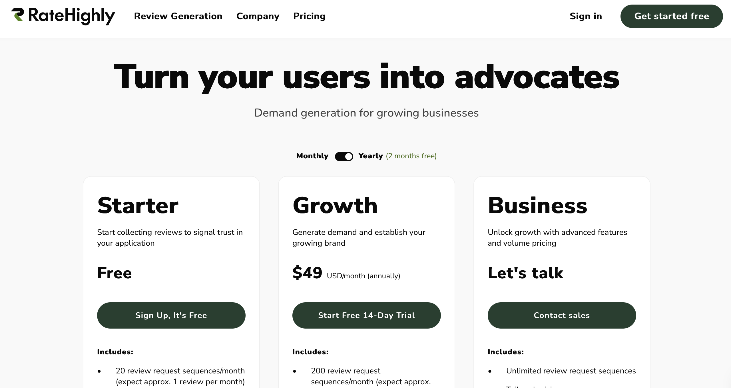 Pricing Page