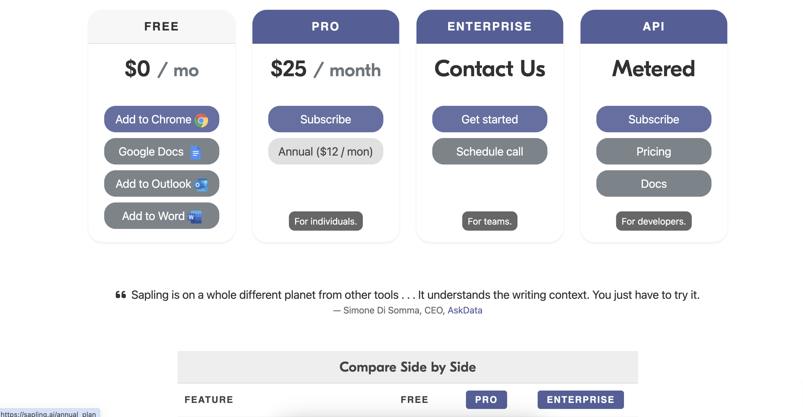 Pricing Page