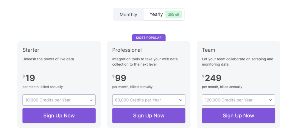 Pricing Page