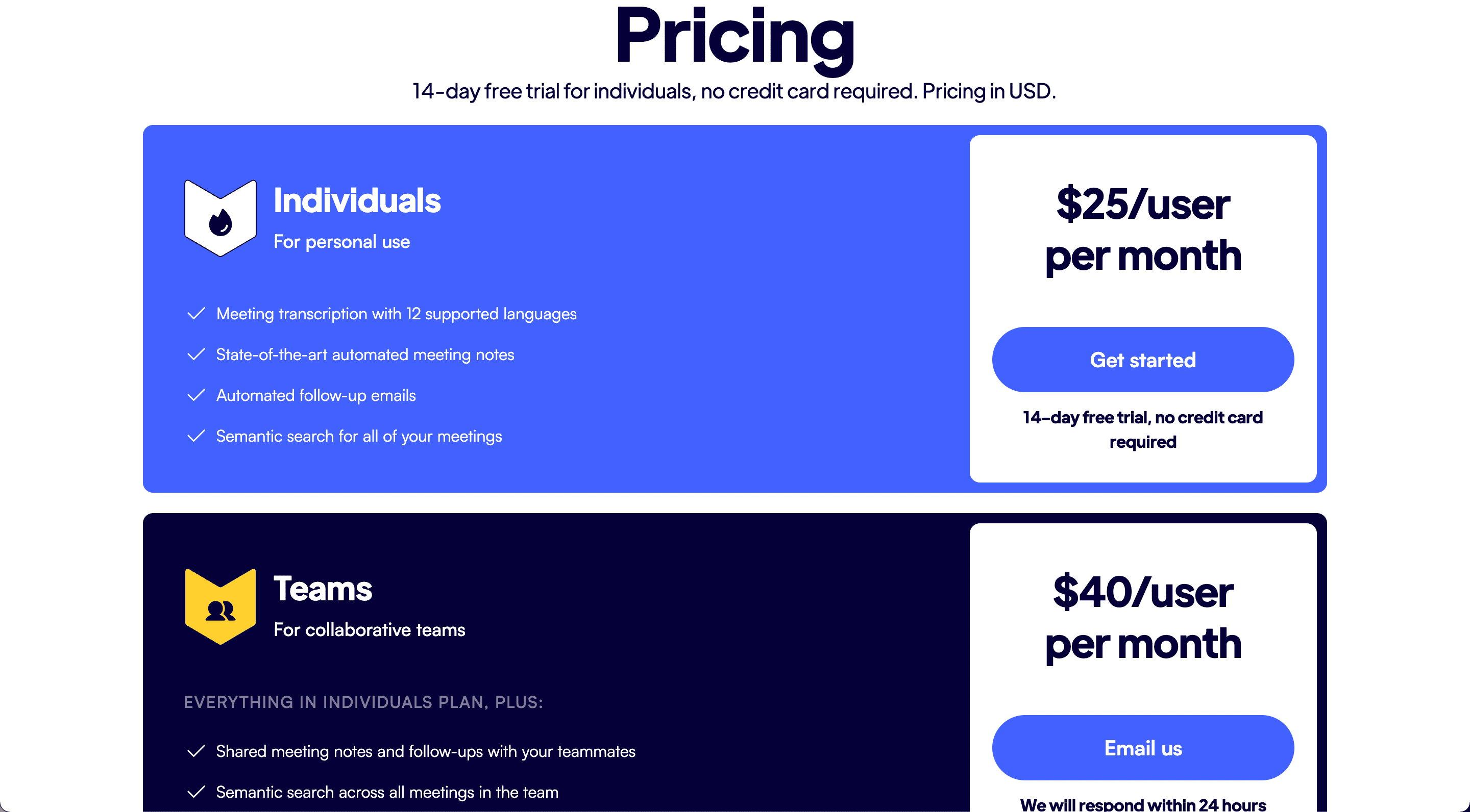 Pricing Page