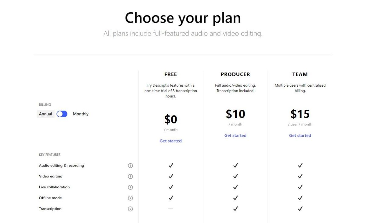 Pricing Page