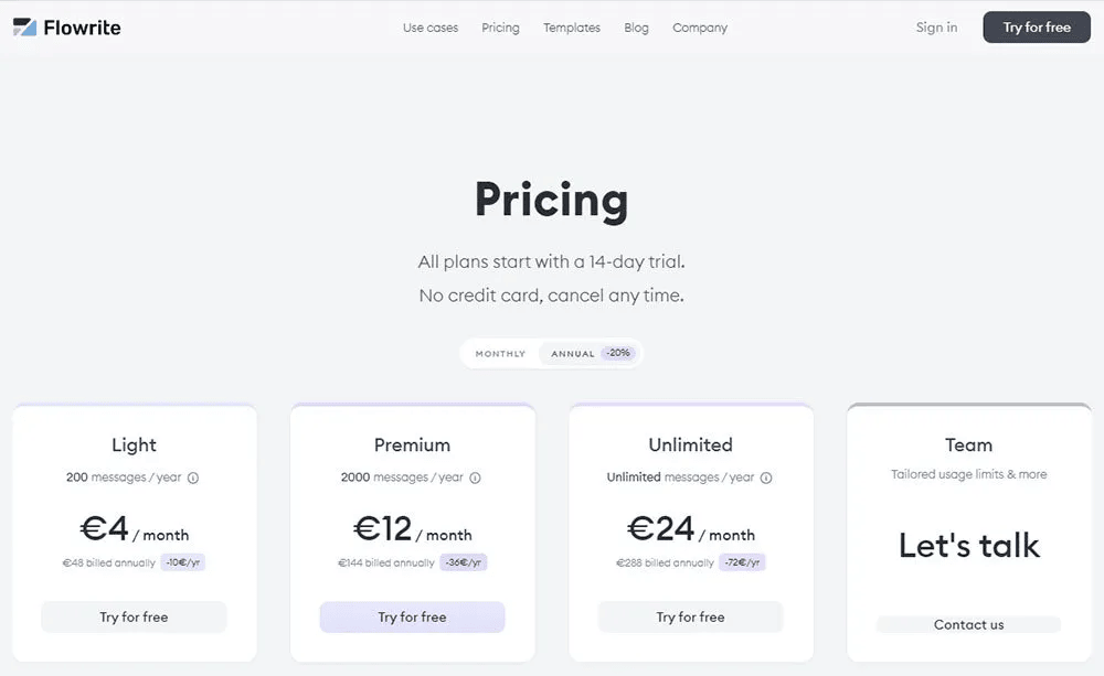 Pricing Page