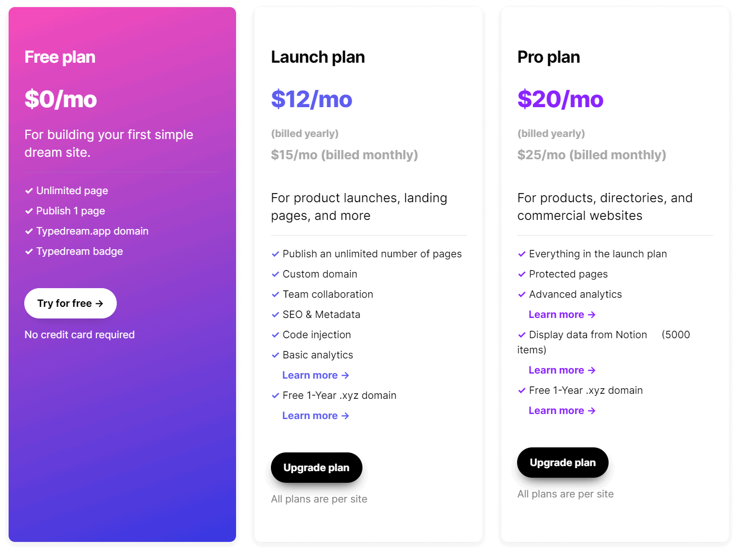 Pricing Page