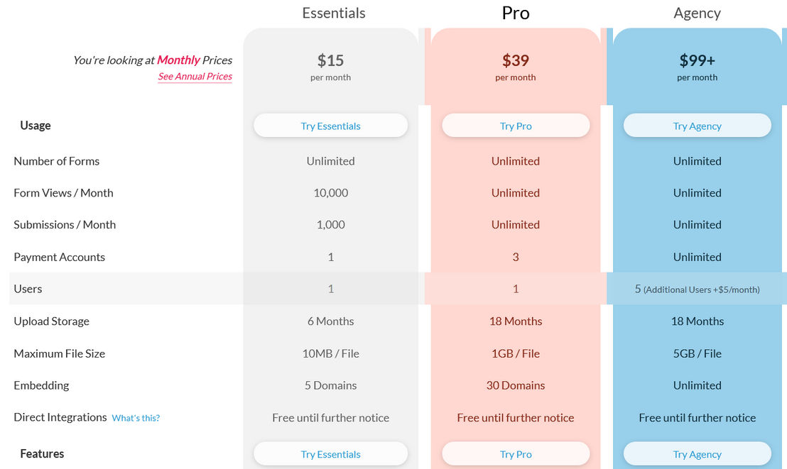 Pricing Page