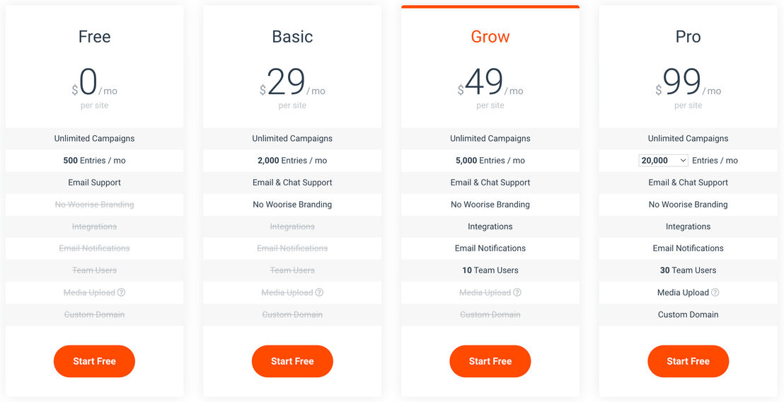Pricing Page