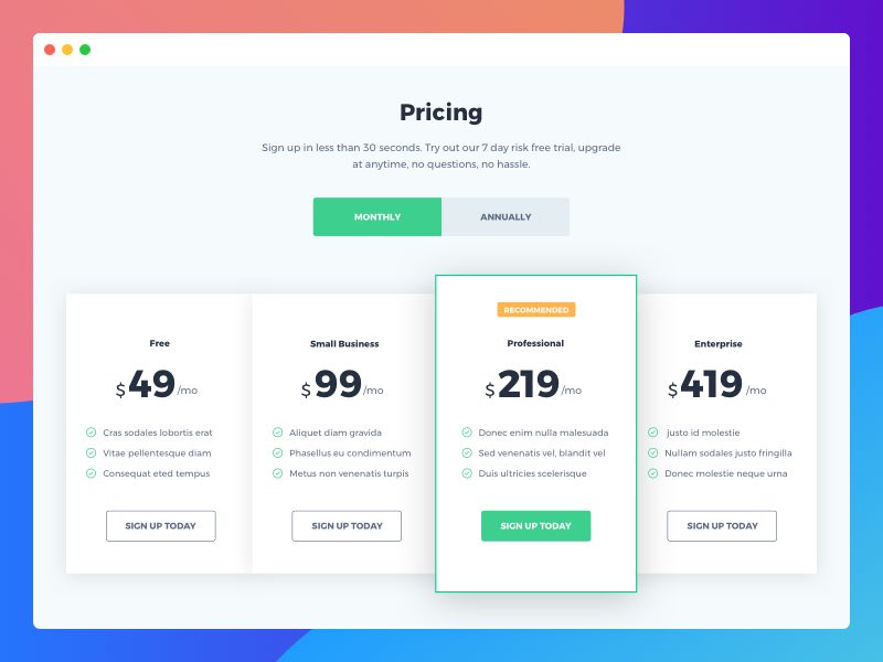 Pricing Page