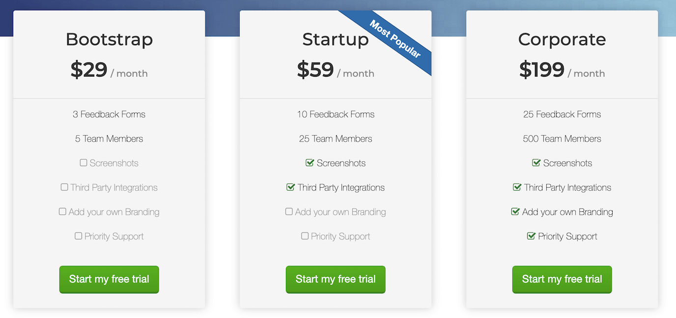 Pricing Page