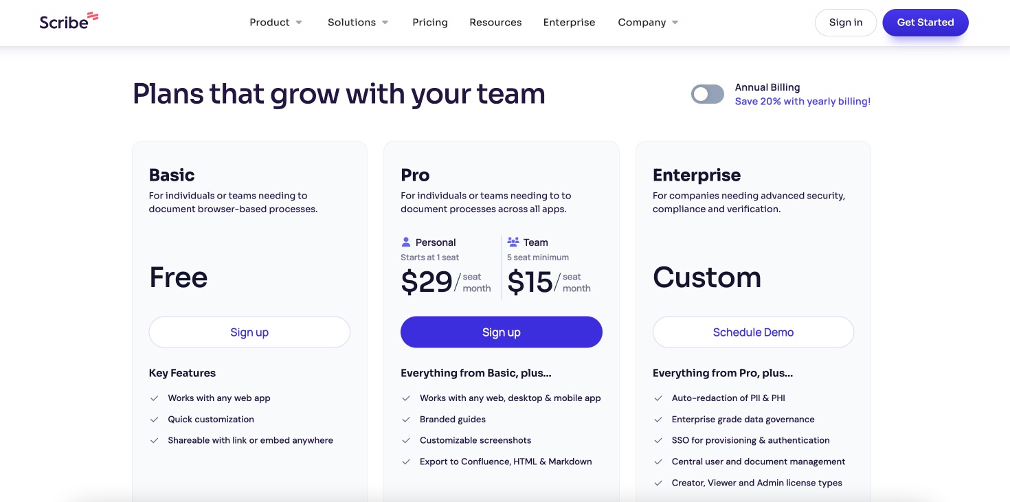 Pricing Page