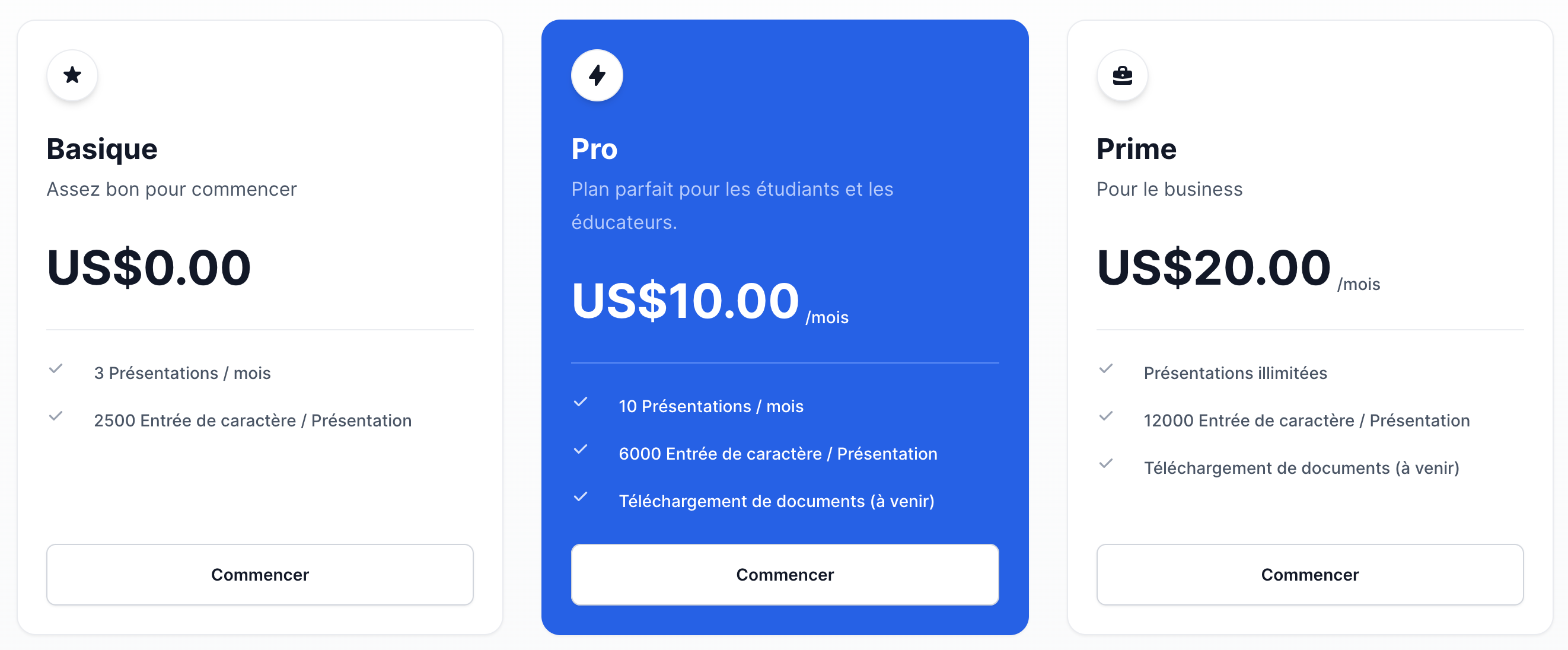 Pricing Page