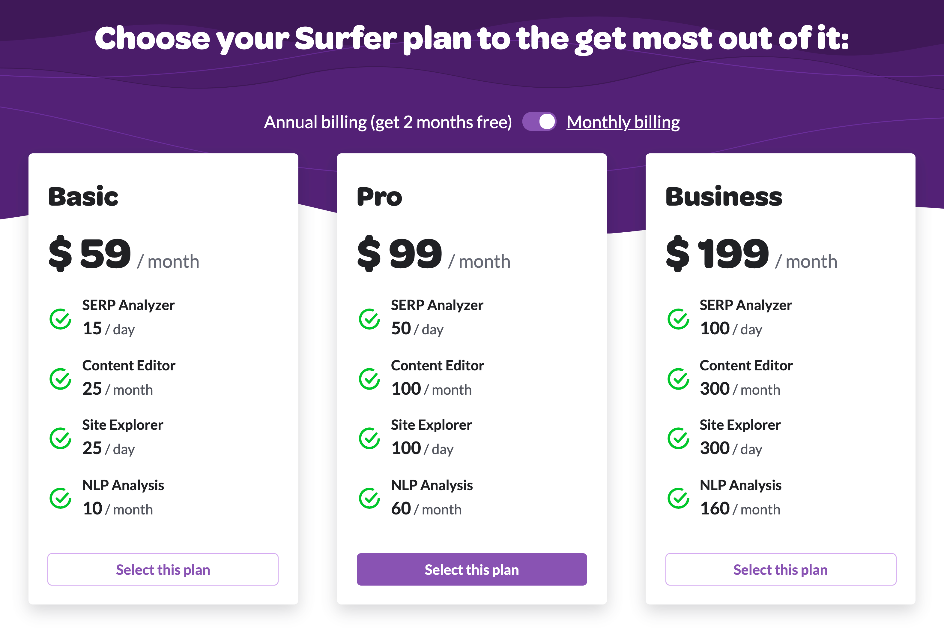 Pricing Page